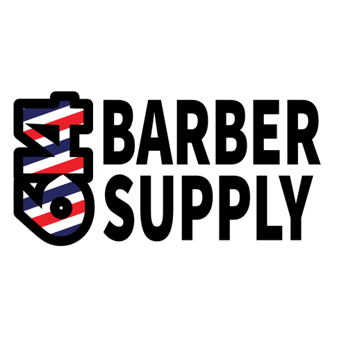 A graphic logo for '614 Barber Supply' featuring a stylized barber pole icon with red, white, and blue stripes on the left, and the words '614 BARBER SUPPLY' in bold black letters on the right, all on a solid white background.